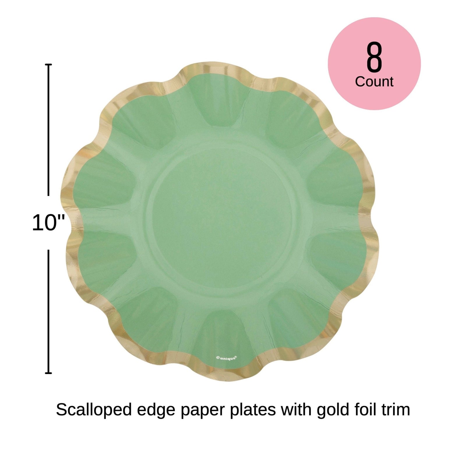 10" Sage Green Scalloped Paper Dinner Plates - Stesha Party