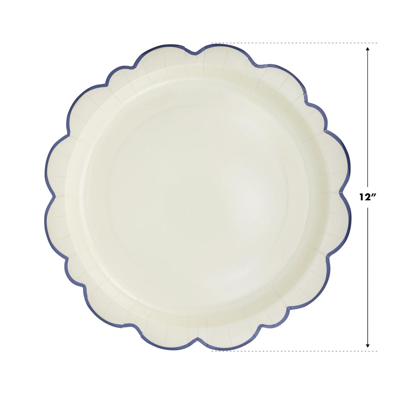 12" Blue & Cream Large Paper Dinner Plates - Stesha Party