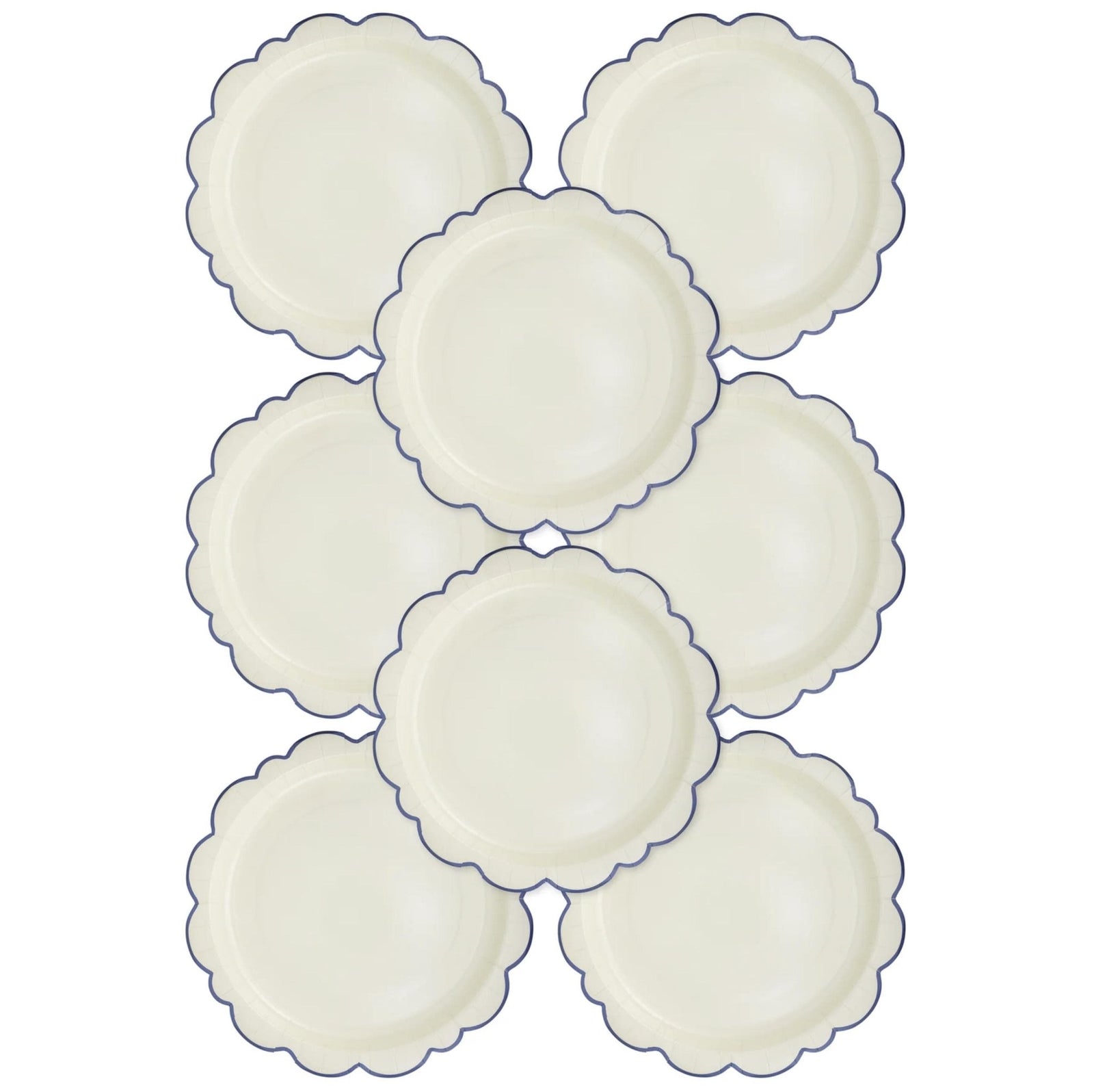 12" Blue & Cream Large Paper Dinner Plates - Stesha Party