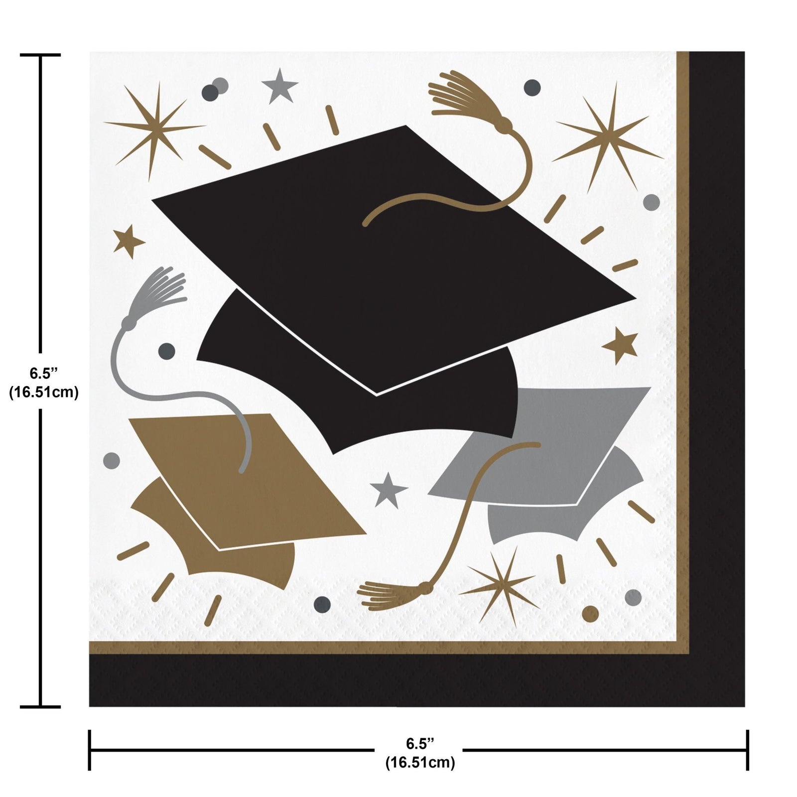 16ct Black Gold Caps Luncheon Napkins - Stesha Party