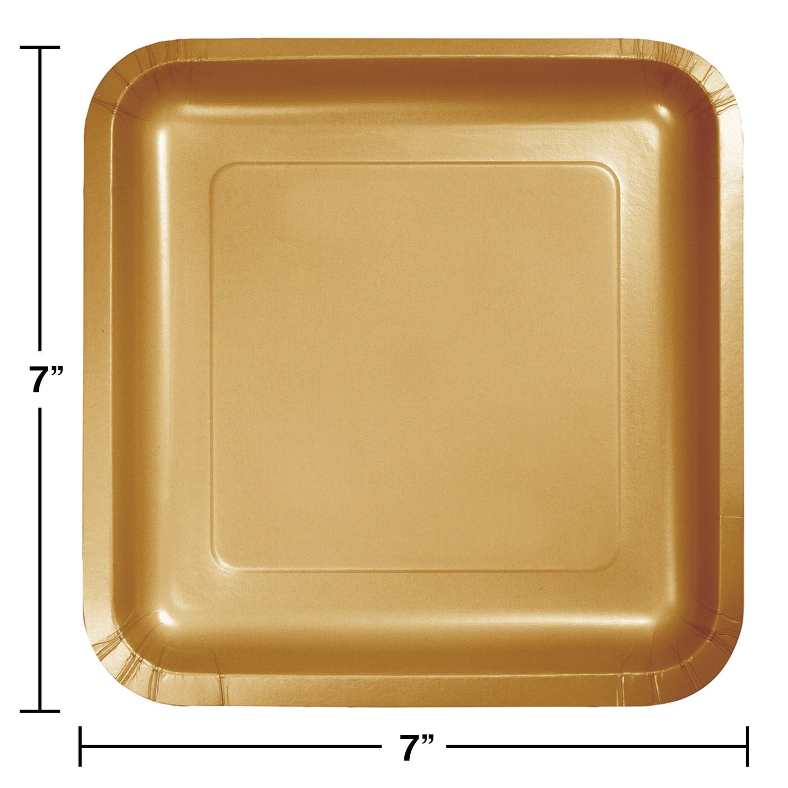 7" Gold Square Paper Plates 18ct - Stesha Party
