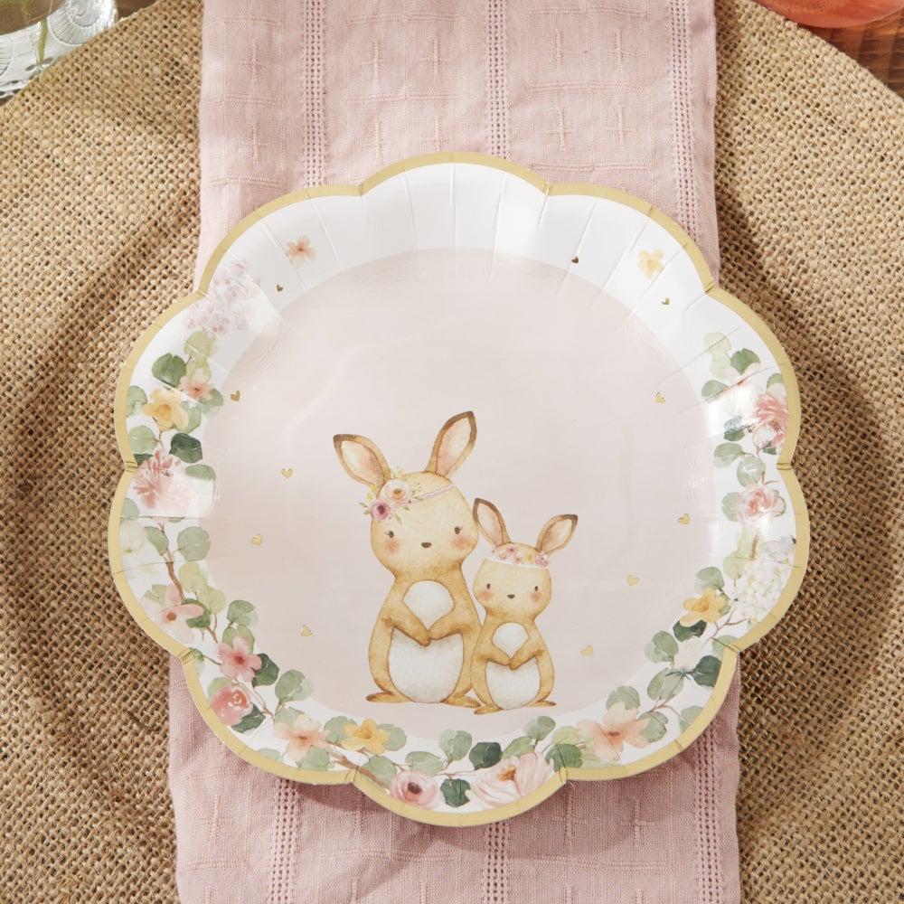 7" Pink Woodland Bunny Plates 16ct - Stesha Party
