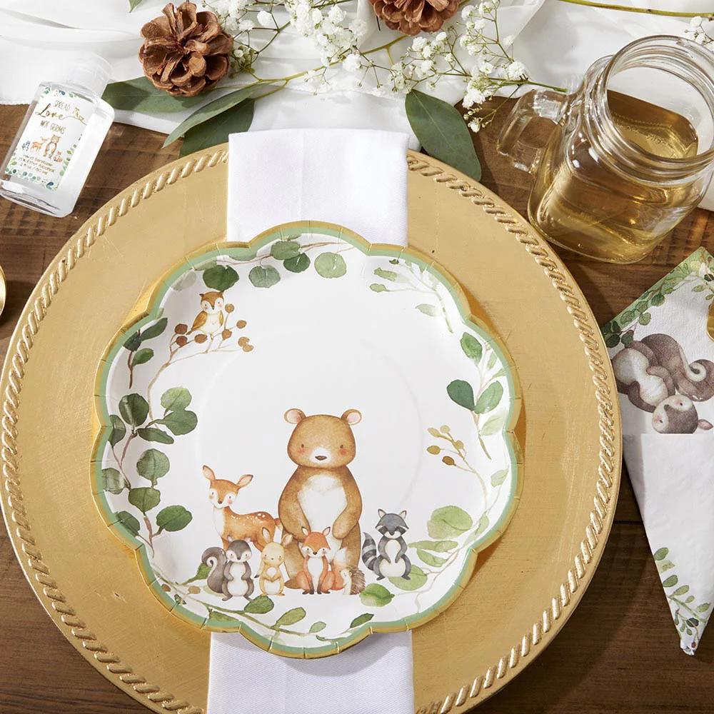 9" Woodland Baby Shower Plates 16ct. - Stesha Party