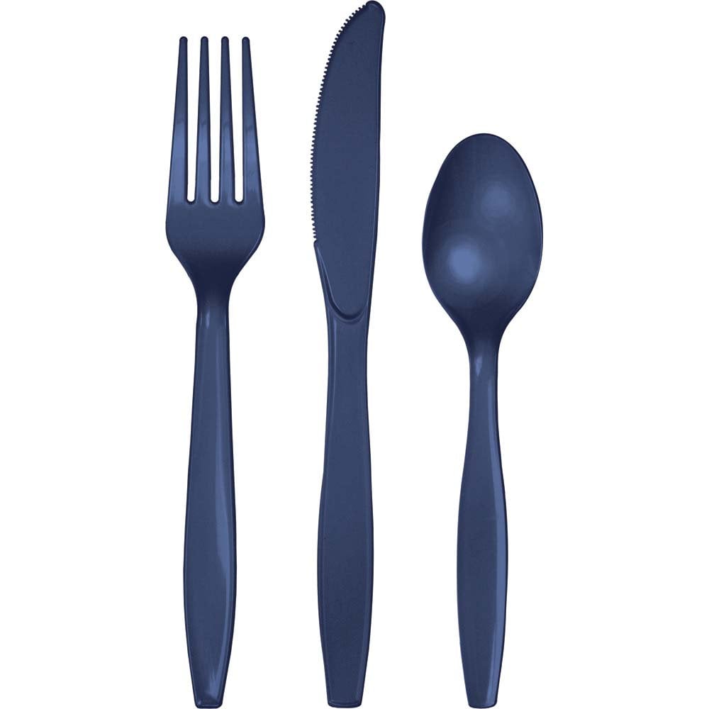 96 Sets Navy Blue Plastic Utensils - Stesha Party