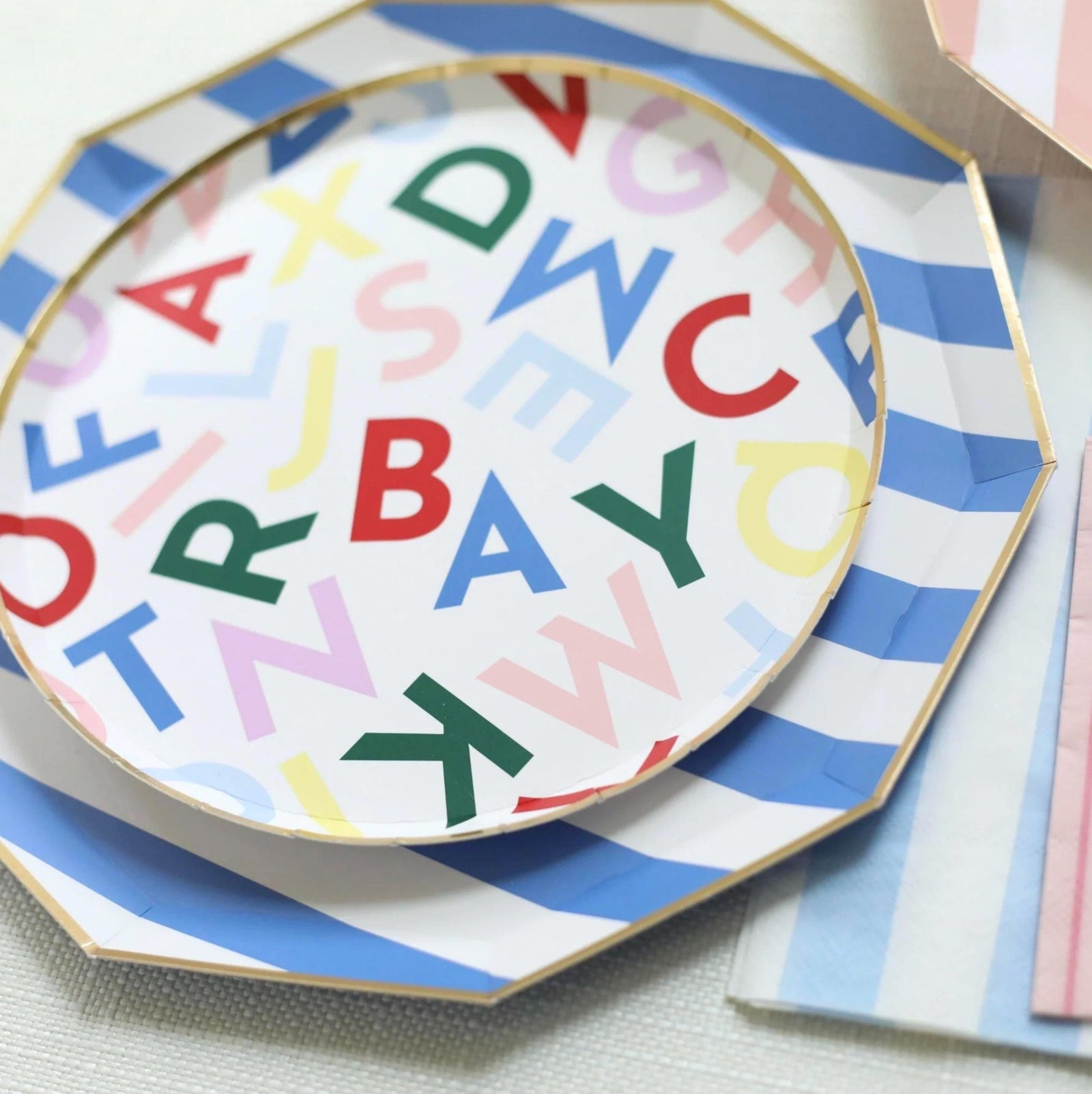Alphabet Party Paper Lunch Plates 8ct - Stesha Party