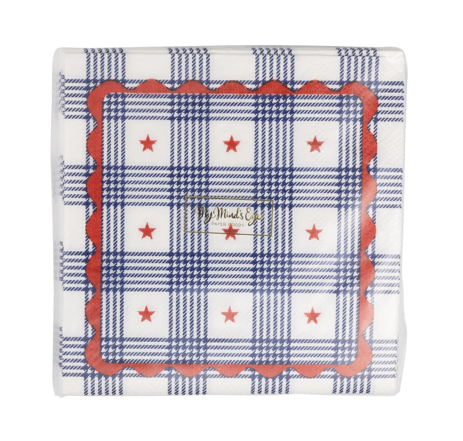 Americana Plaid Star Napkins 24ct - Stesha Party