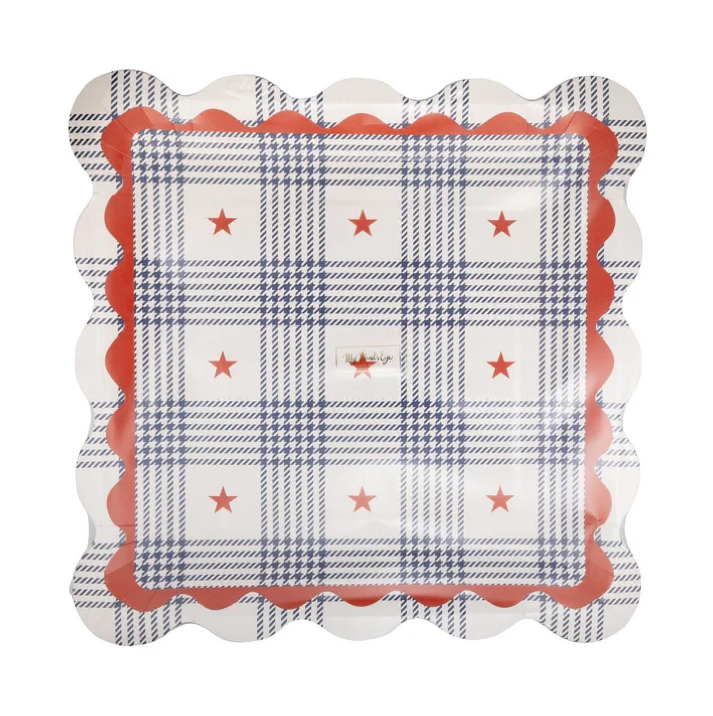 Americana Plaid Star Plates 8ct - Stesha Party