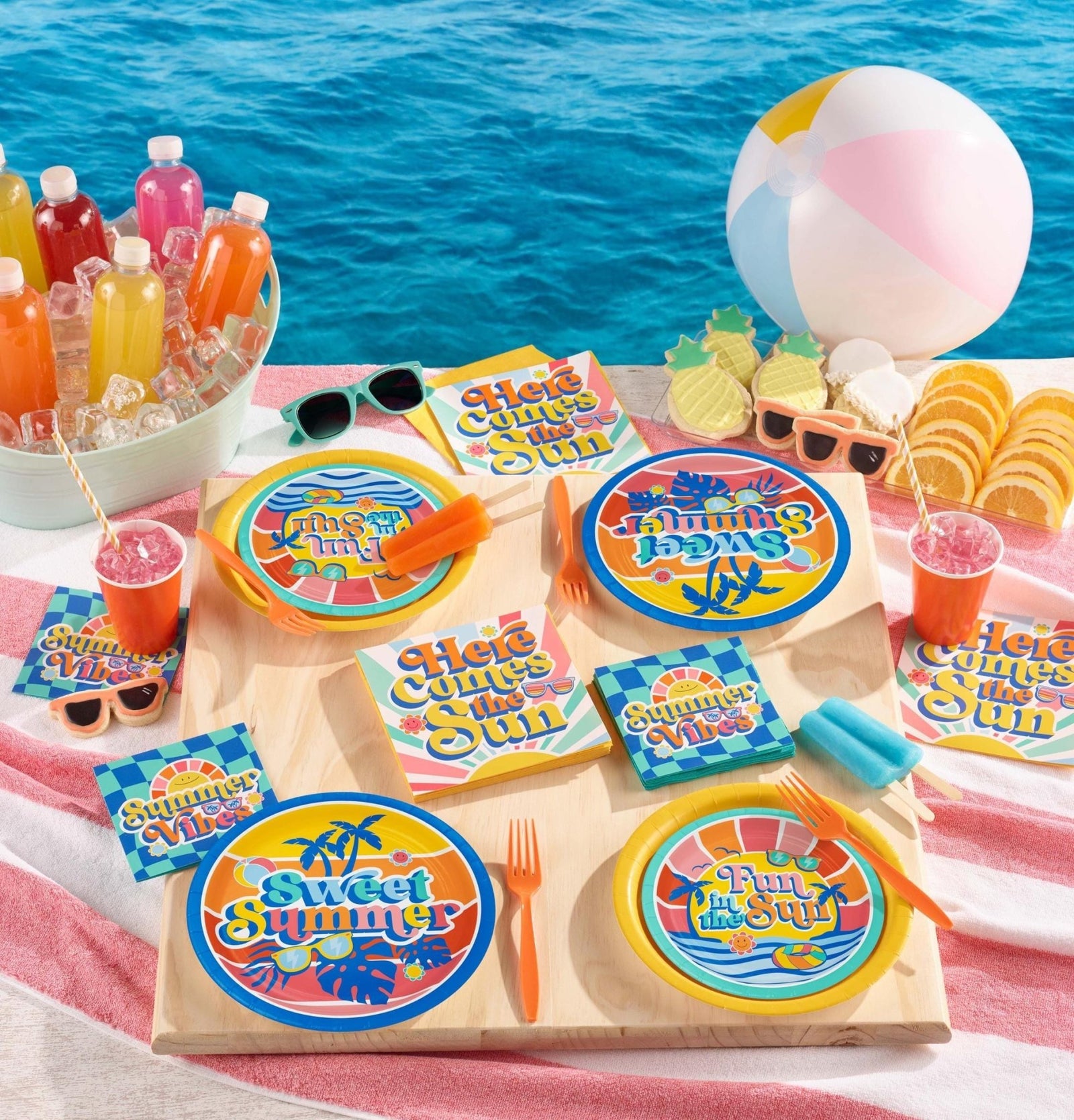 Beach Party Paper Cake Plates 8ct - Stesha Party