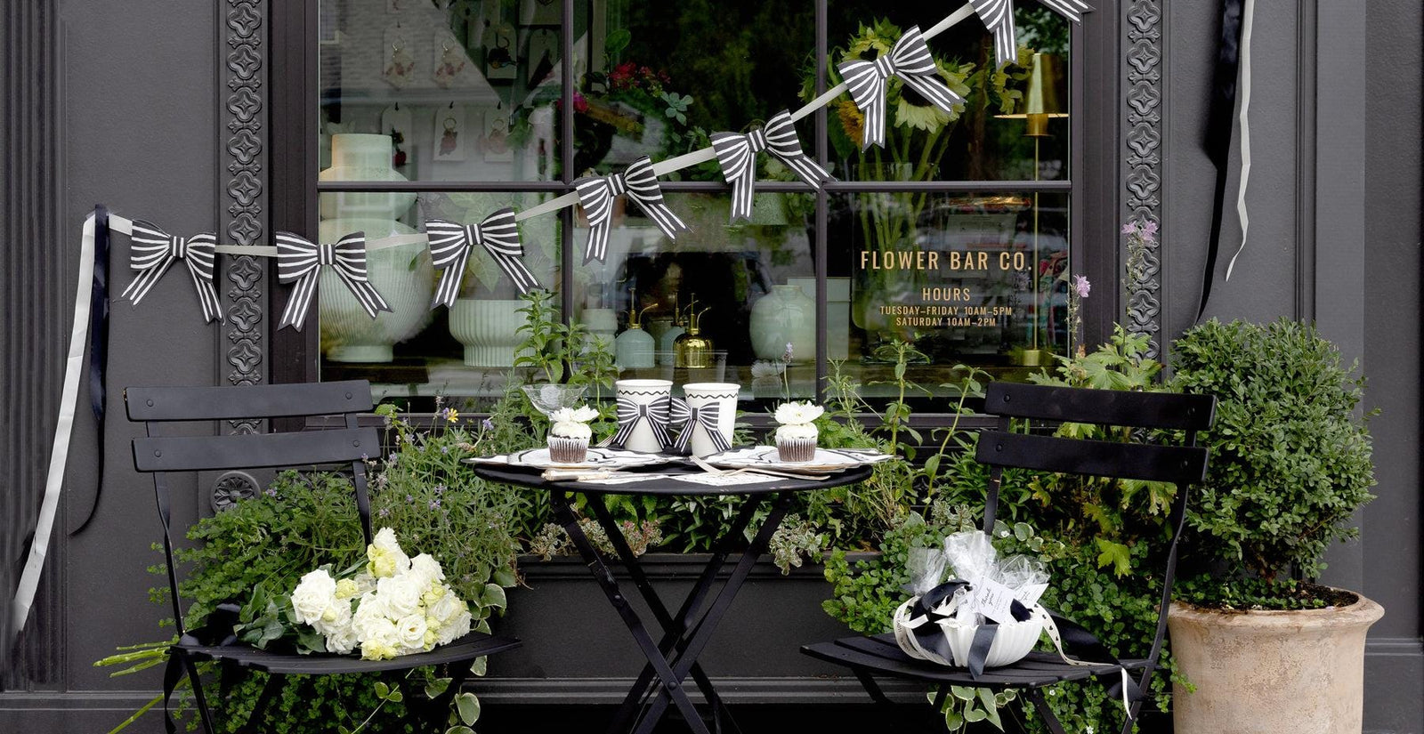 Black and White Bow Banner Garland - Stesha Party