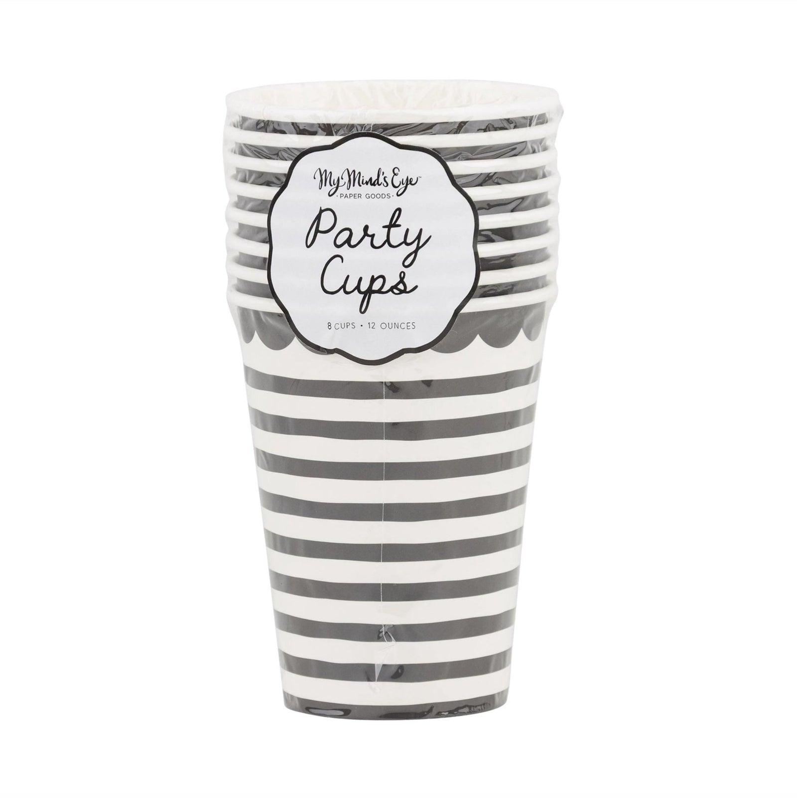 Black and White Striped Cups 8ct - Stesha Party