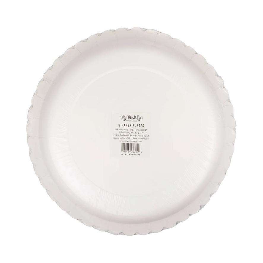 Black & Gold Grad Paper Dinner Plates 8ct - Stesha Party