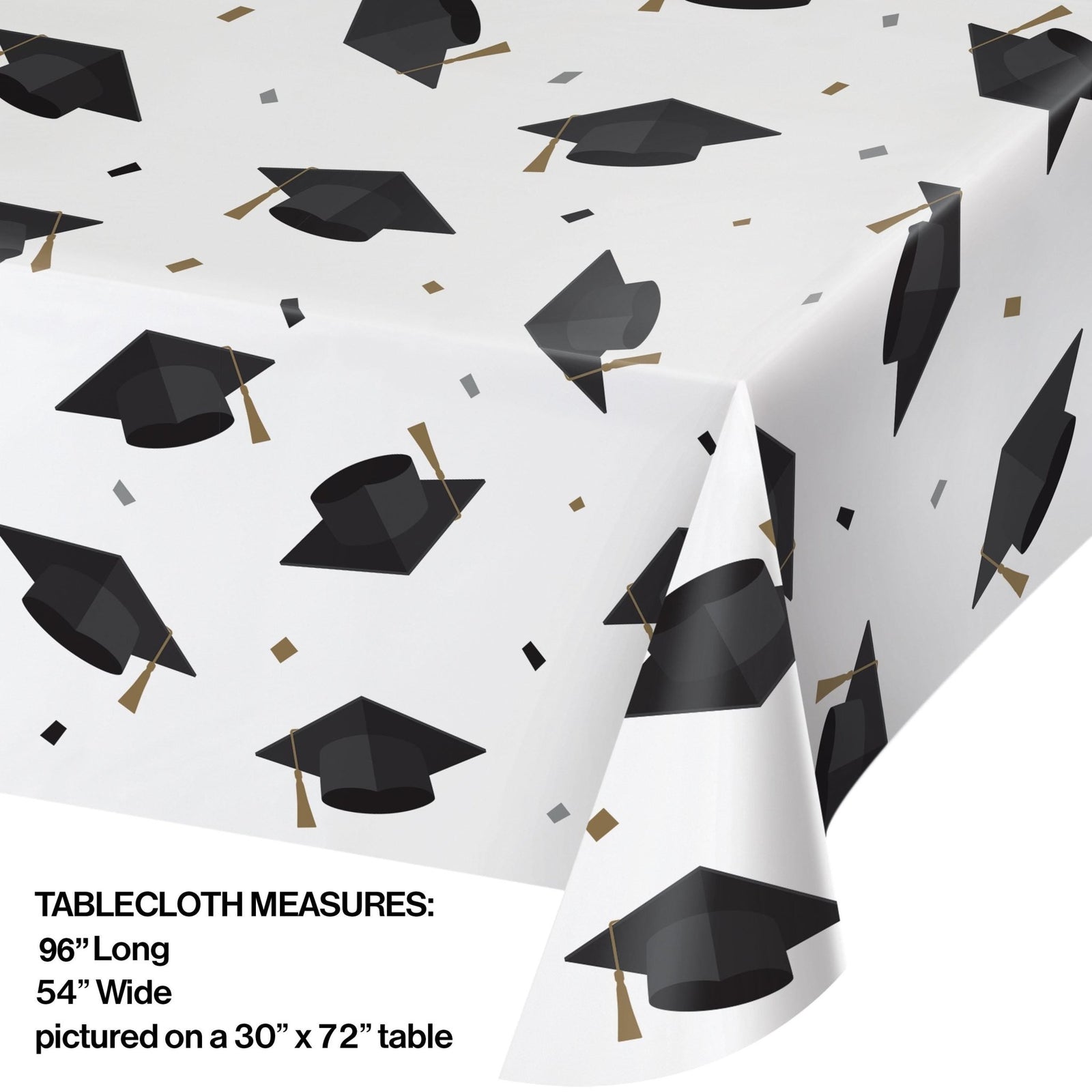 Black & Gold Graduation Party Tablecloth - Stesha Party