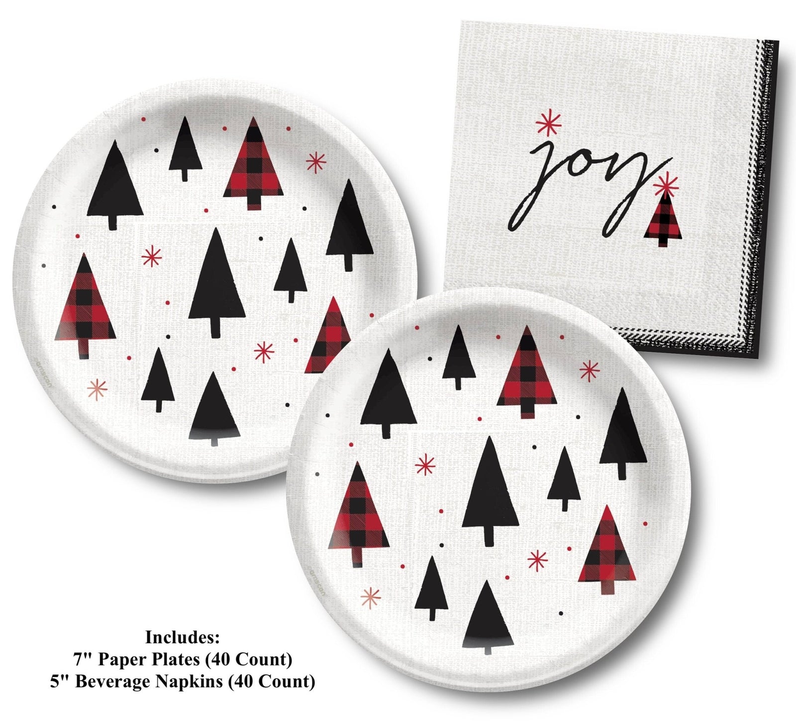 Black & Red Plaid Holiday Party Supplies - Stesha Party