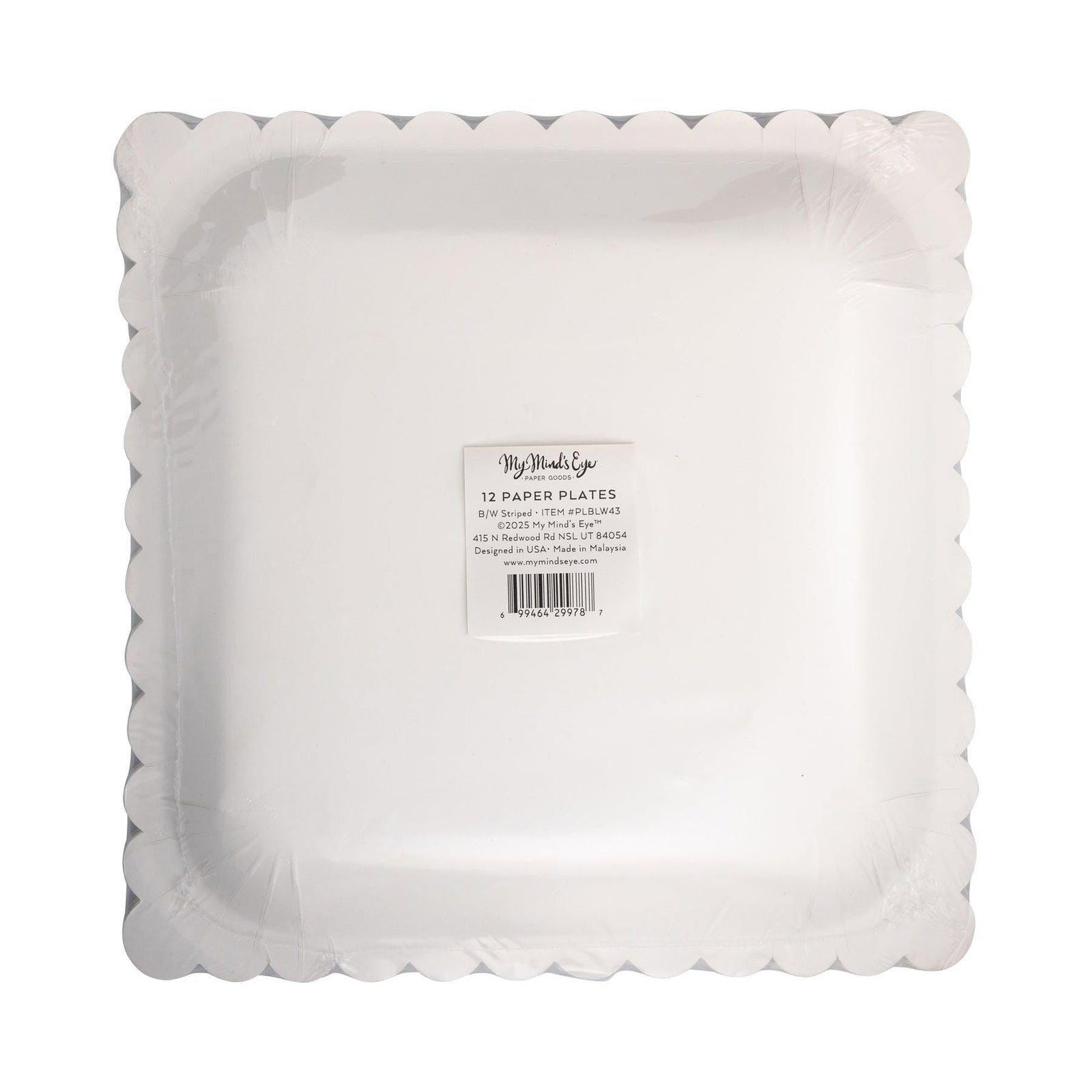 Black Stripe Scalloped Plates 8ct - Stesha Party