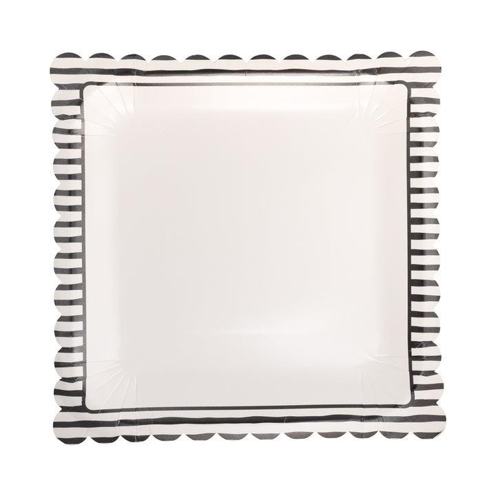 Black Stripe Scalloped Plates 8ct - Stesha Party