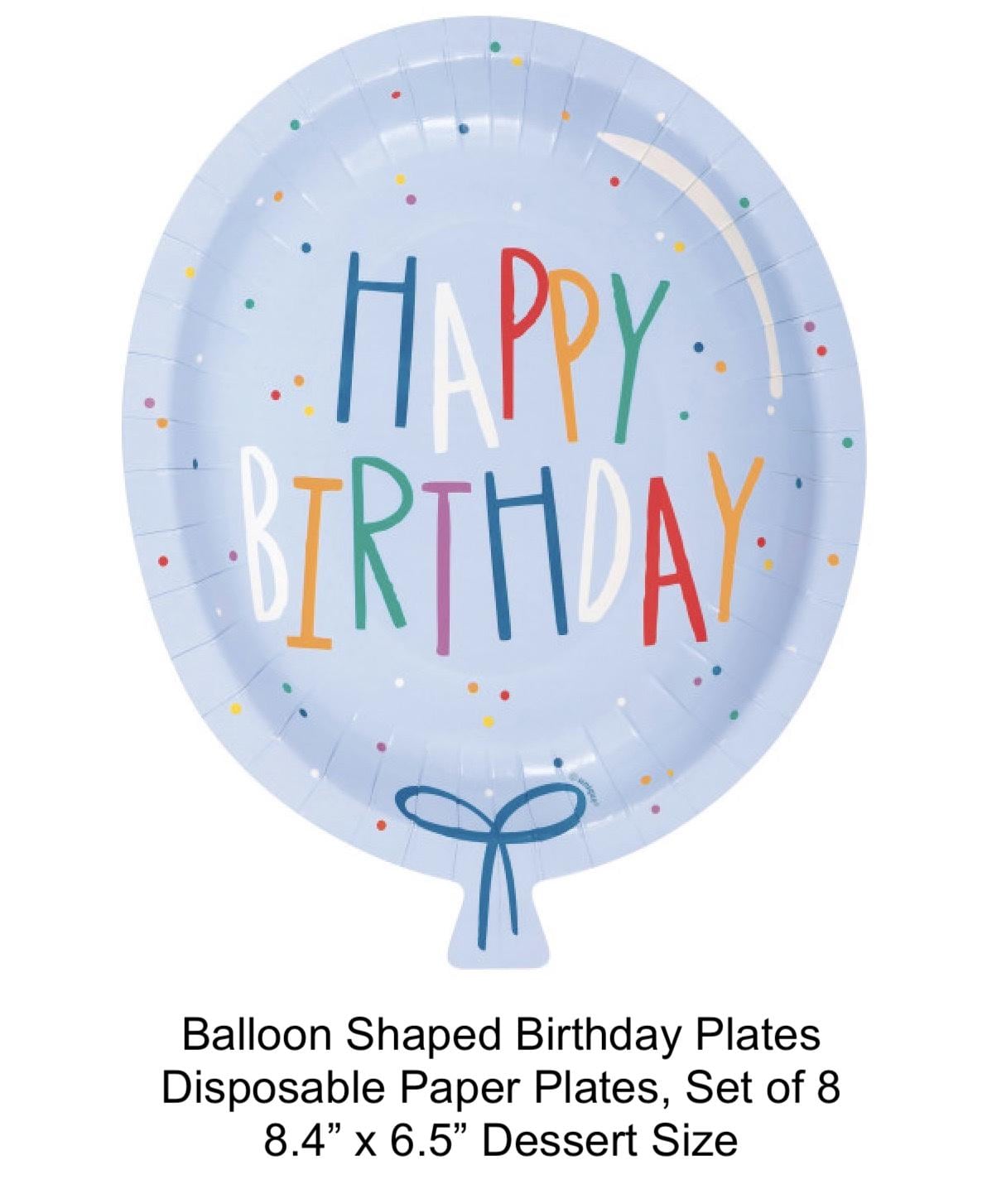 Blue Balloon Shaped Birthday Plates 8ct - Stesha Party
