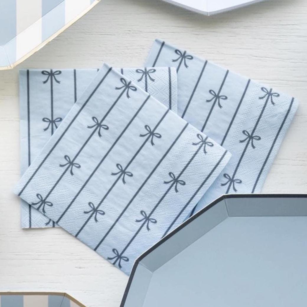 Blue Bow Napkins - Stesha Party