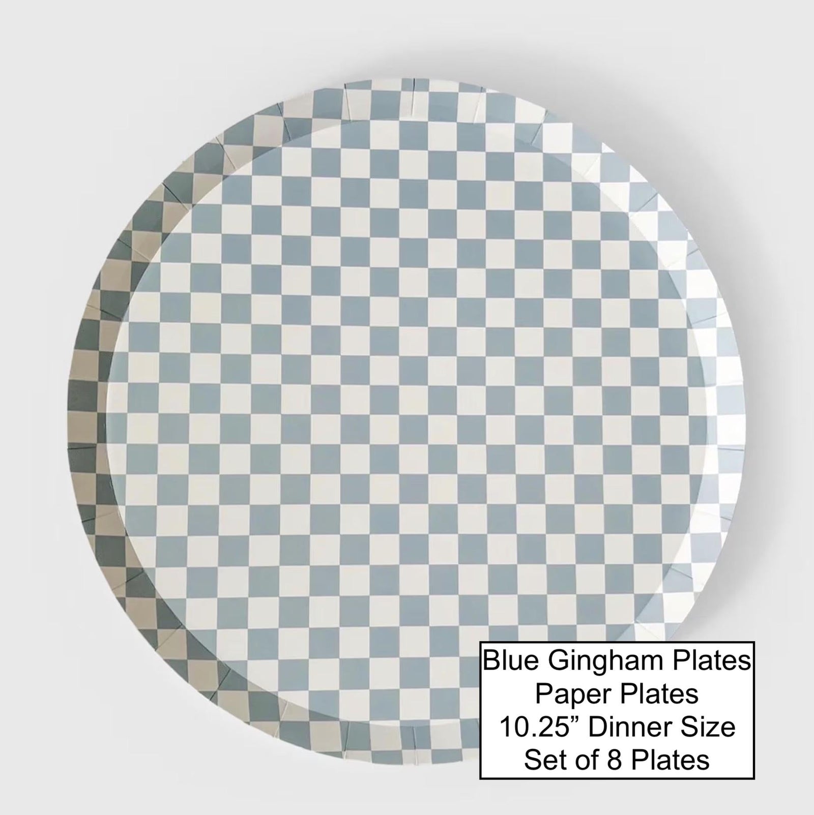 Blue Checkered Paper Plates 8ct - Stesha Party