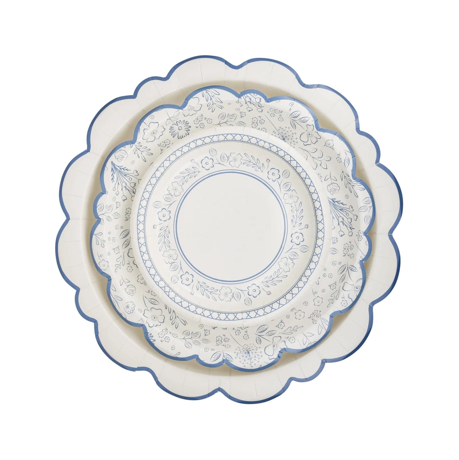 Blue Floral Cake Plates - Stesha Party