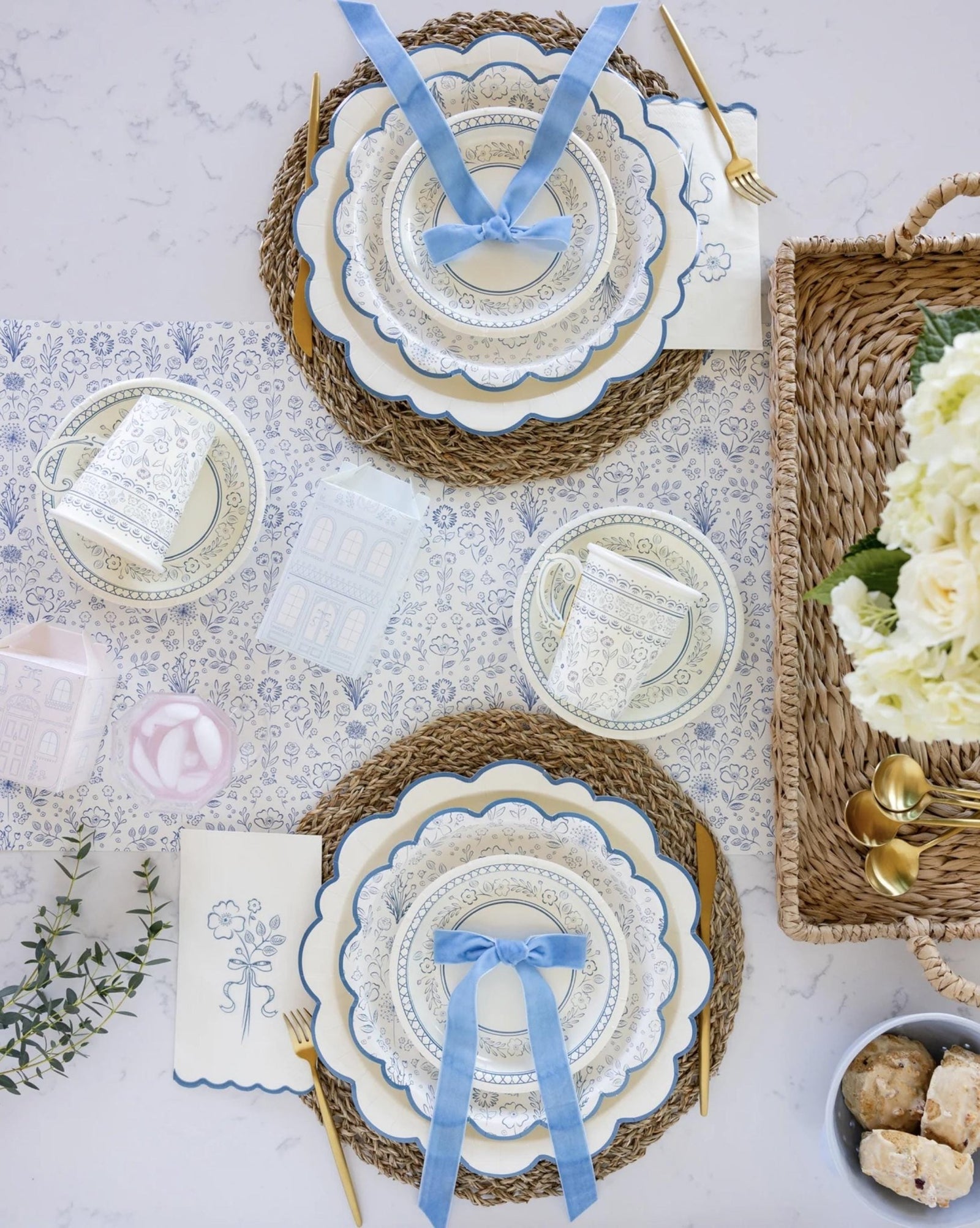 Blue Floral Party Napkins - Stesha Party