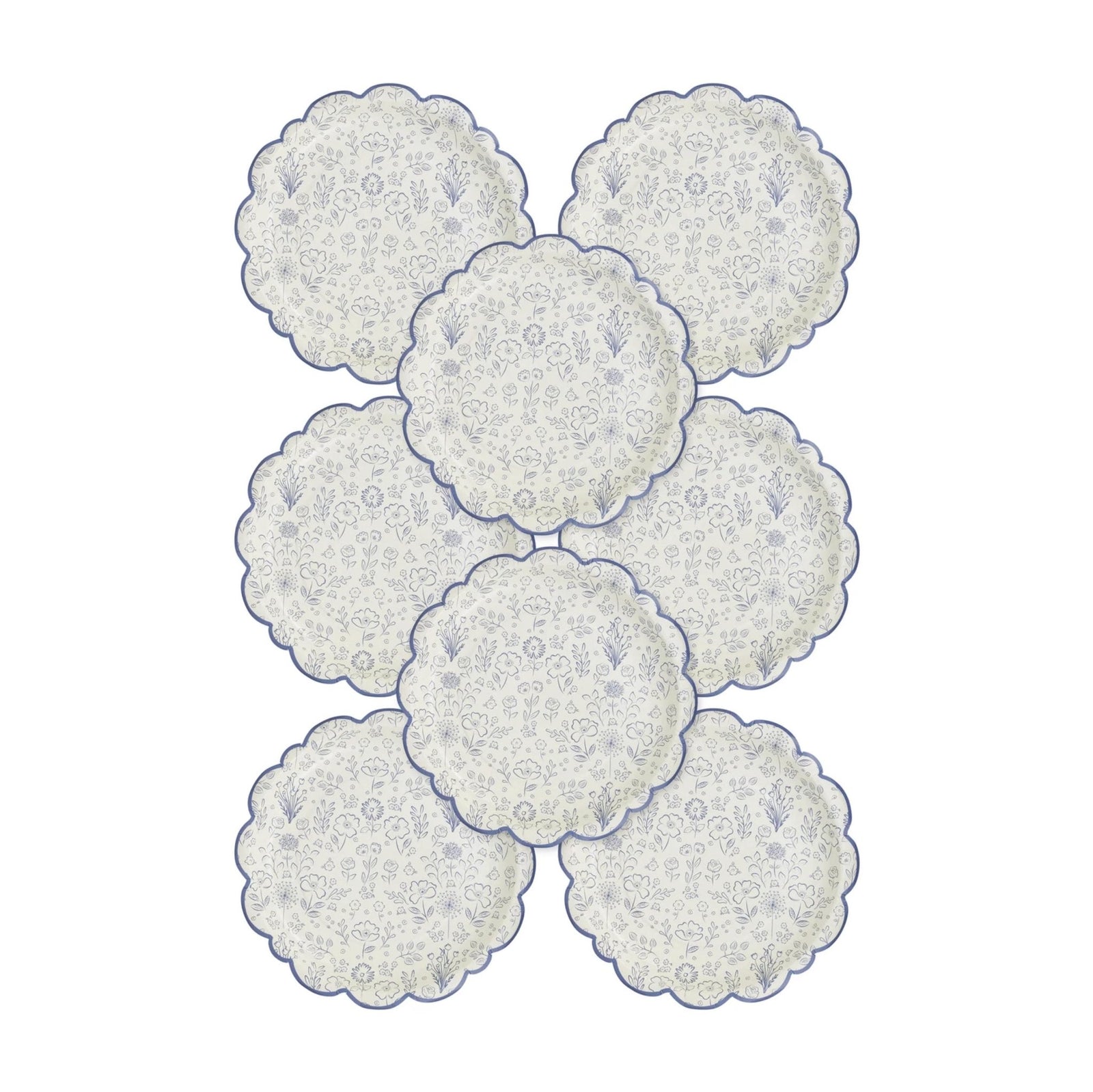Blue Floral Party Plates - Stesha Party