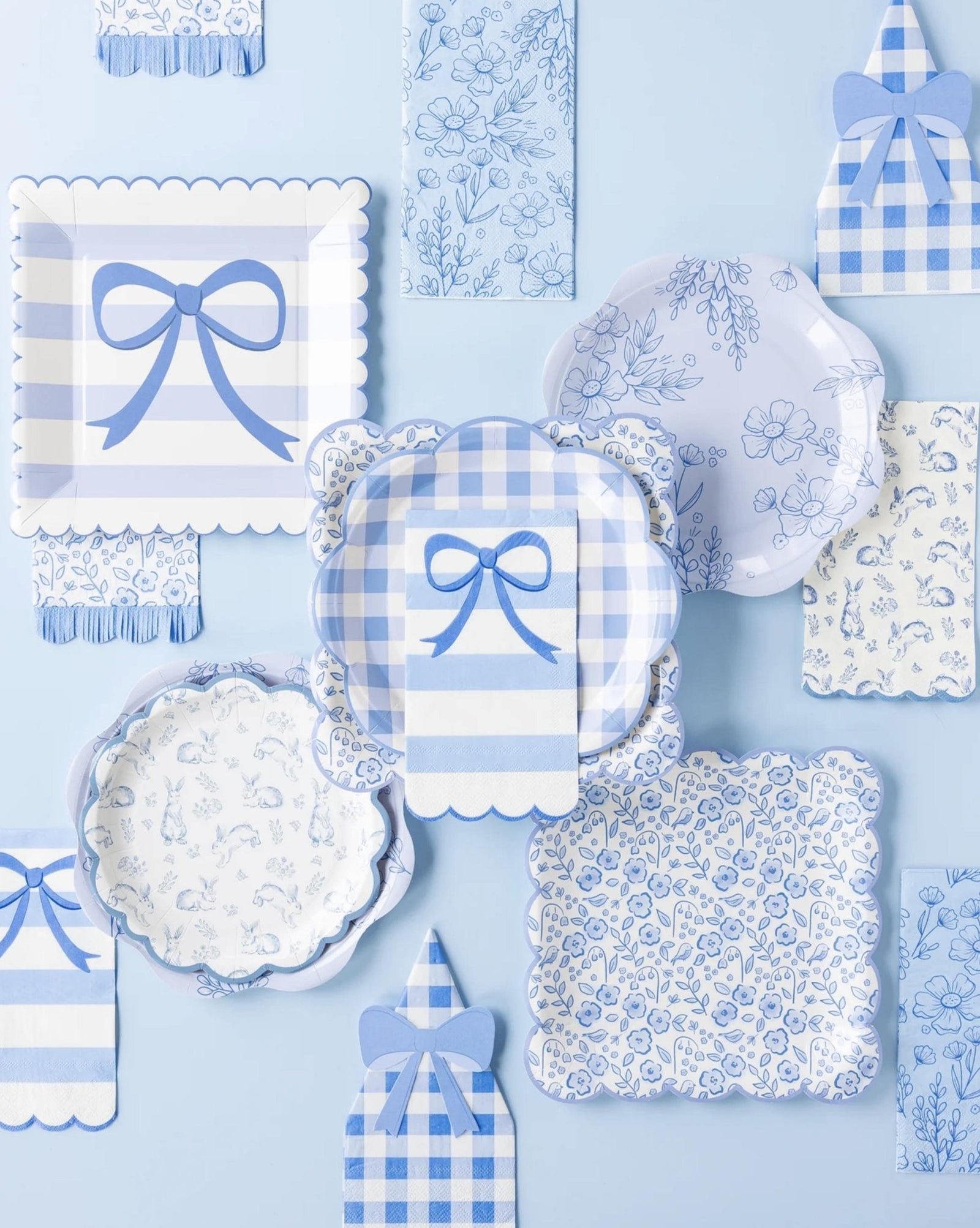 Blue Floral Toile Bunny Napkins 24ct - Stesha Party