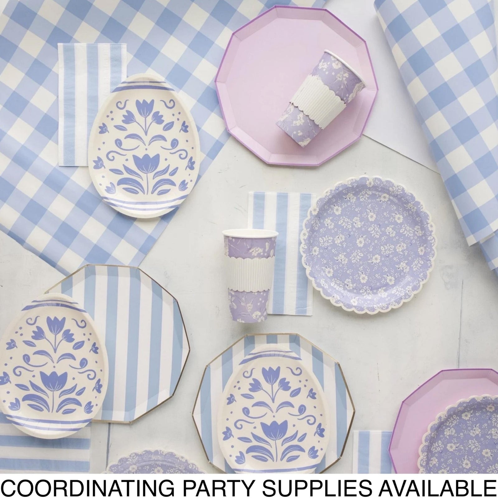 Blue Gingham Party Cups 12ct - Stesha Party