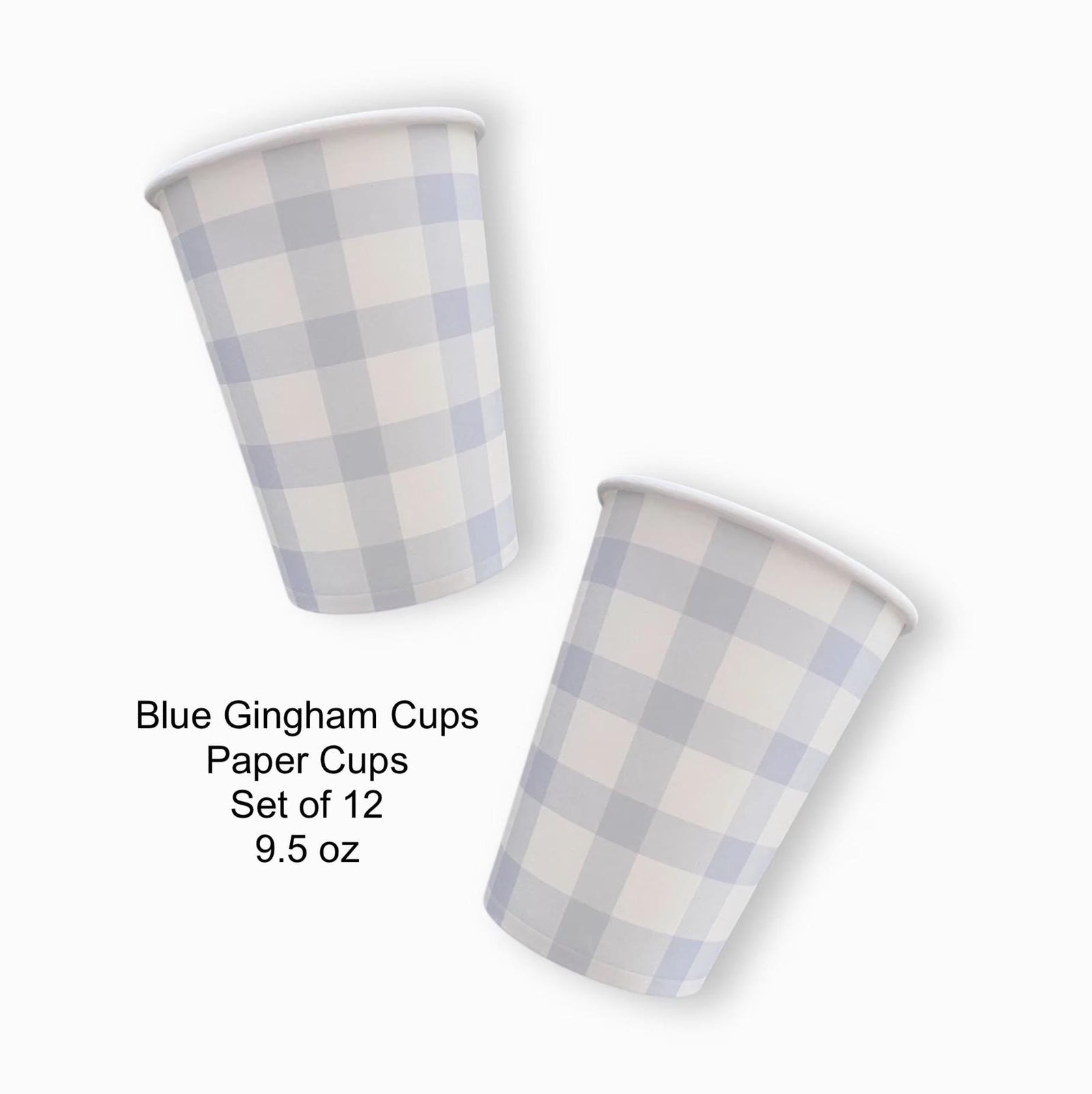 Blue Gingham Party Cups 12ct - Stesha Party
