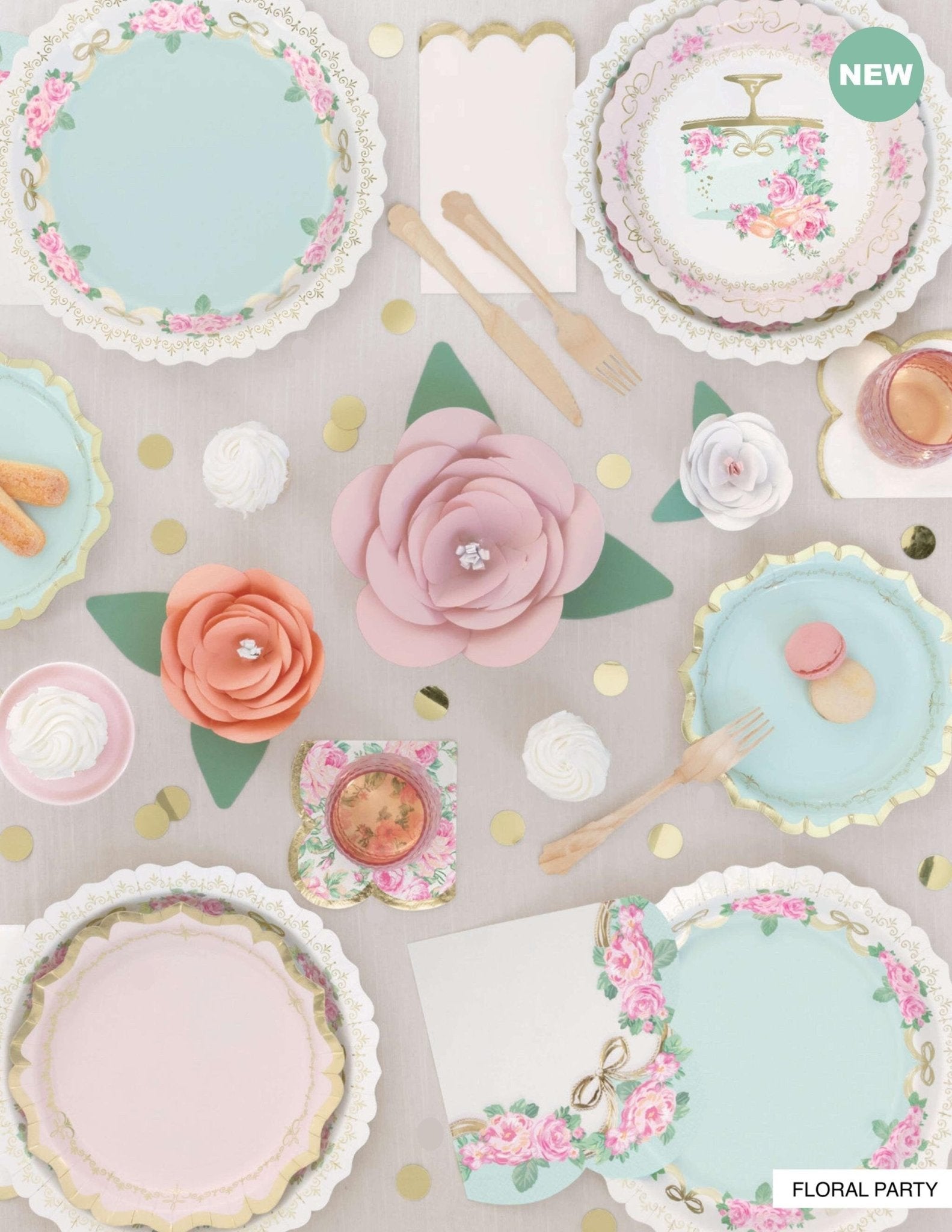 Blue & Gold Scalloped Paper Cake Plates - Stesha Party