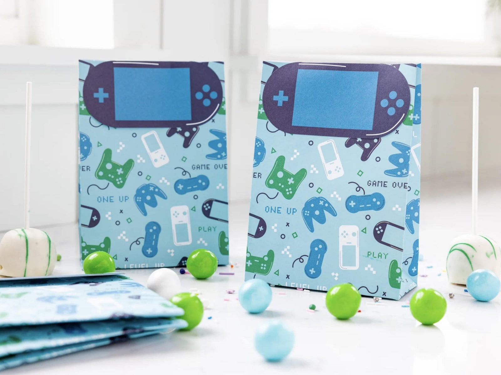 Blue & Green Video Gamer Favor Bags 12ct - Stesha Party