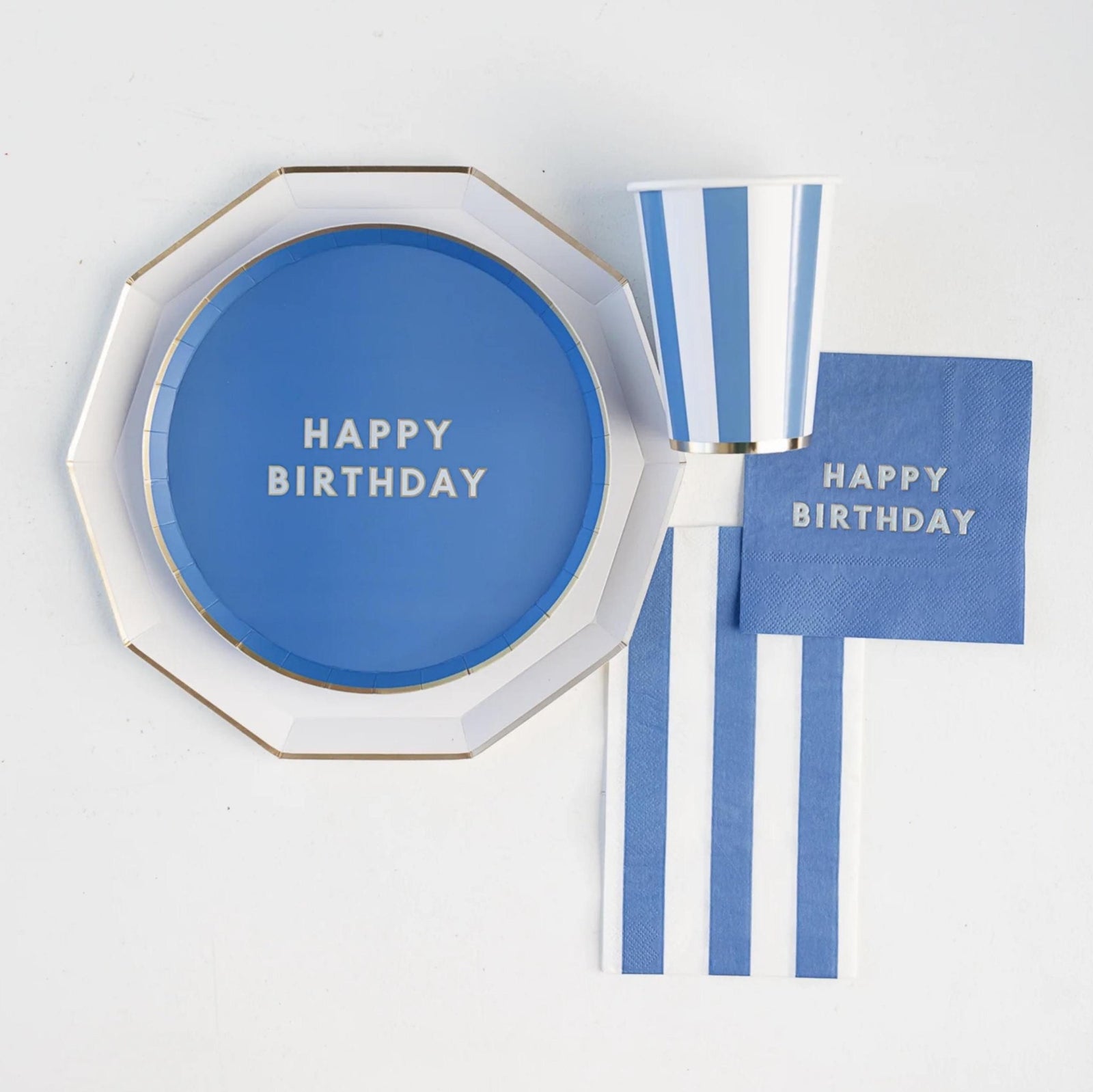 Blue Happy Birthday Dessert Plates 8ct - Stesha Party