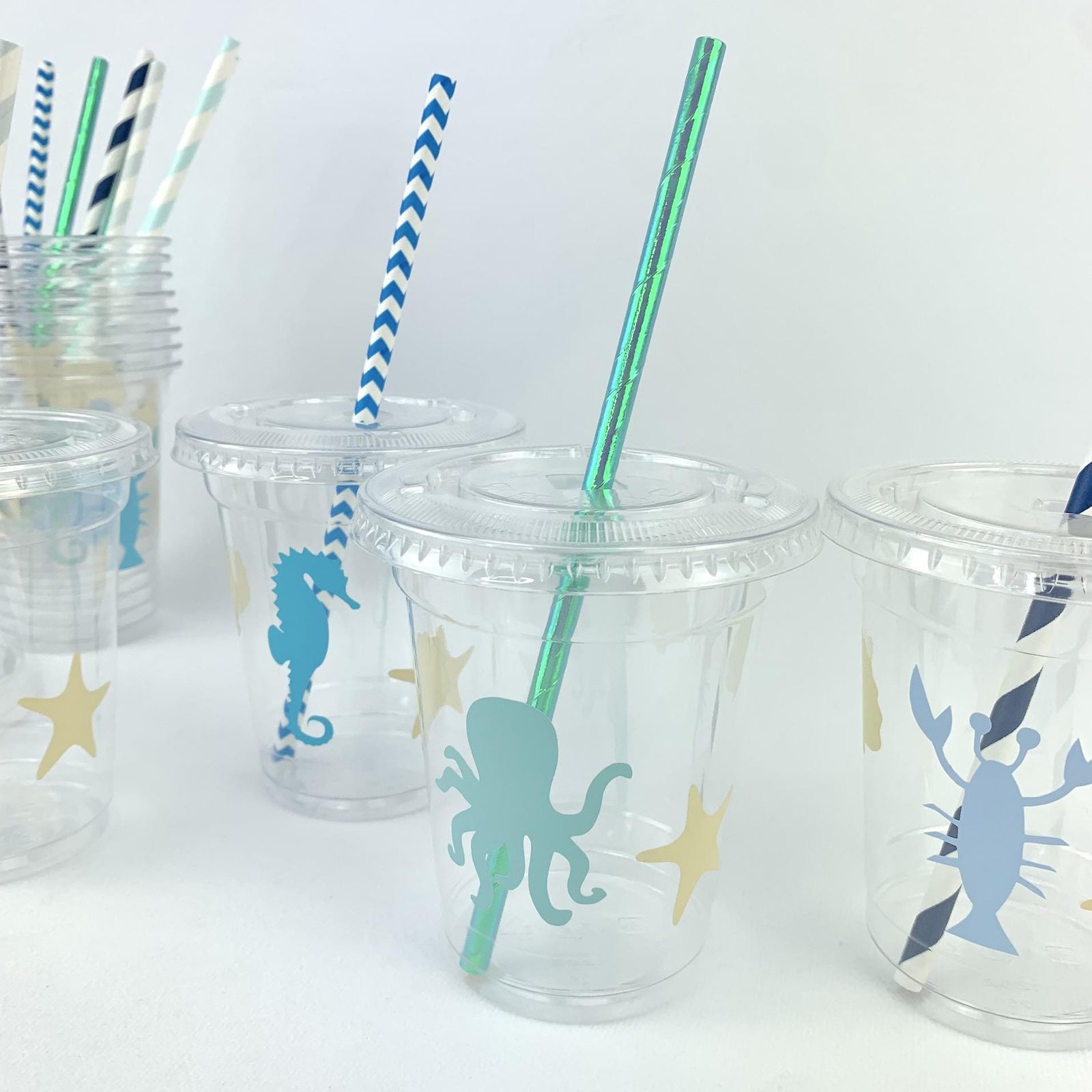 Blue Ocean Sea Animal Cups 12ct - Stesha Party