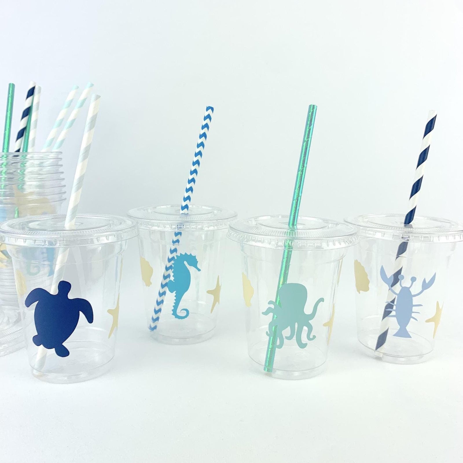 Blue Ocean Sea Animal Cups 12ct - Stesha Party