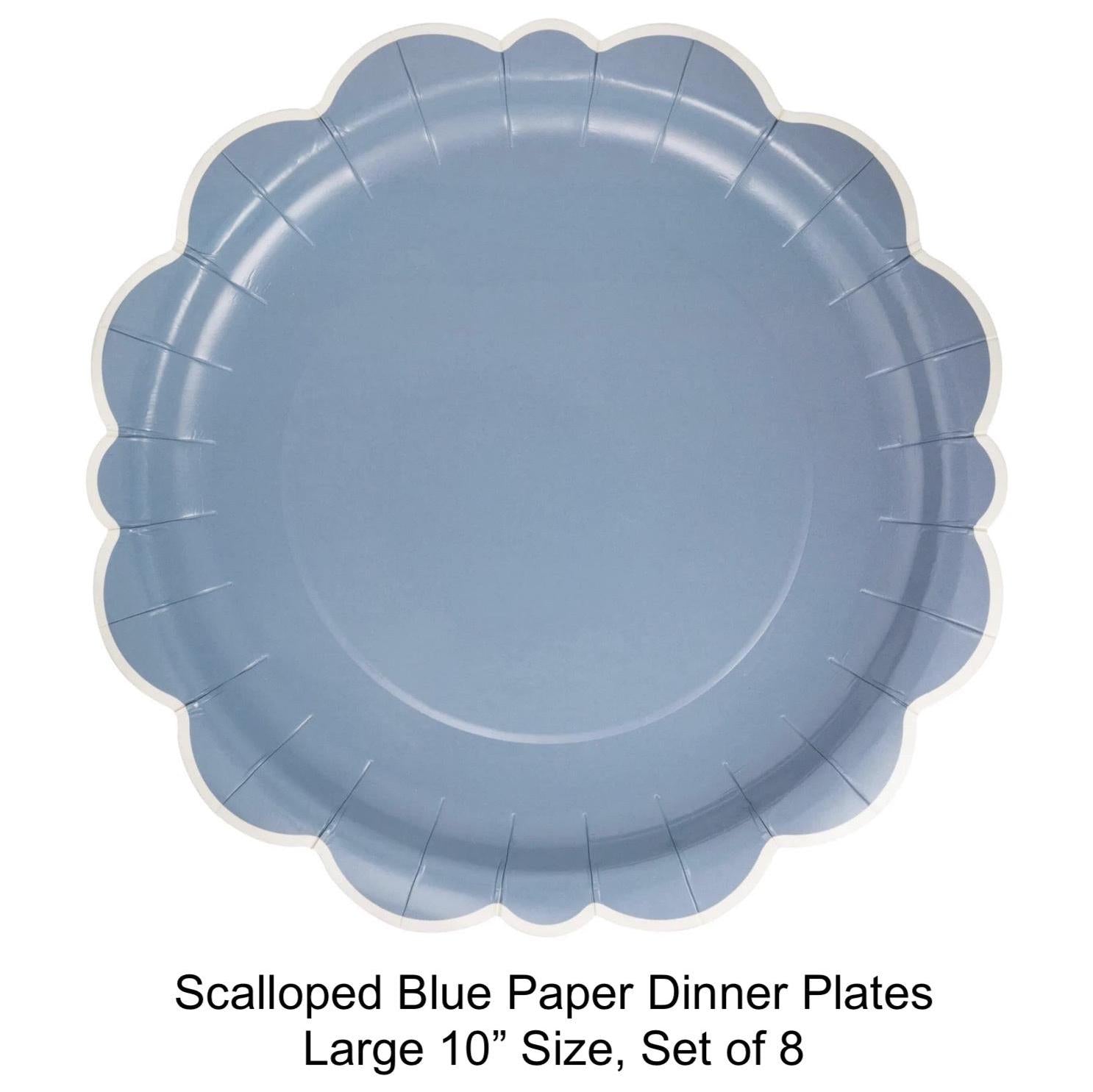 Blue Scalloped Party 10" Paper Plates 8ct - Stesha Party