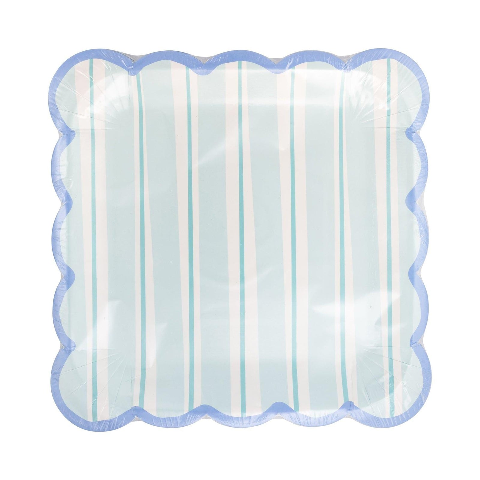 Blue & Teal Striped Plates 8ct - Stesha Party