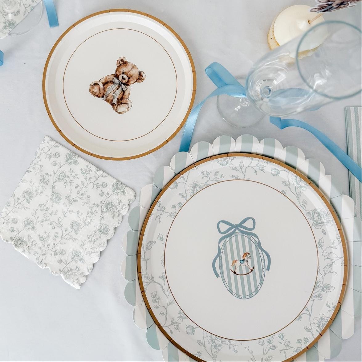 Blue Toile Plates 12ct - Stesha Party