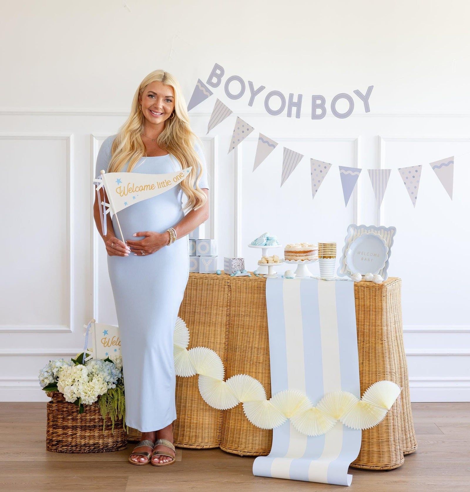 Blue Welcome Baby Plates 8ct - Stesha Party