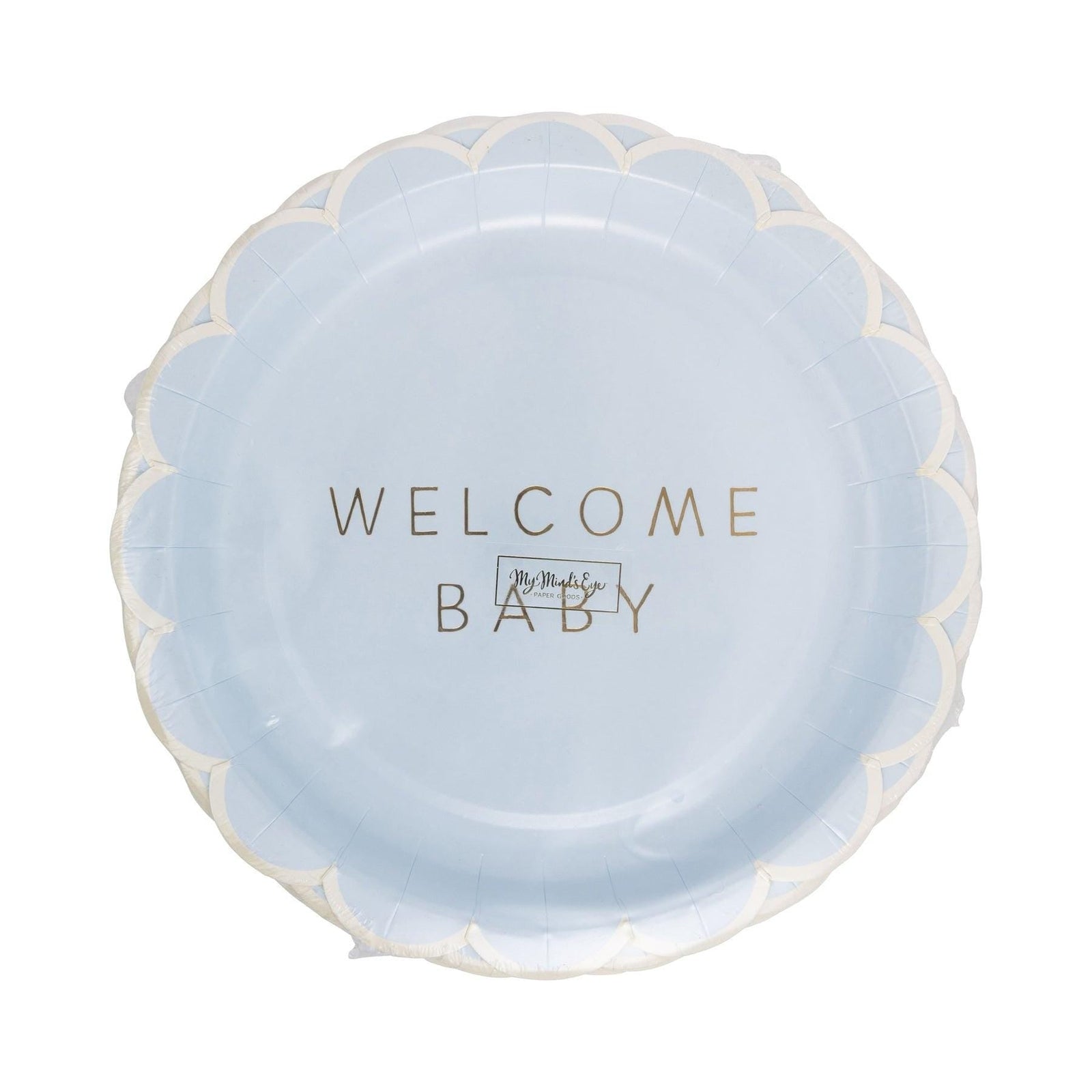 Blue Welcome Baby Plates 8ct - Stesha Party