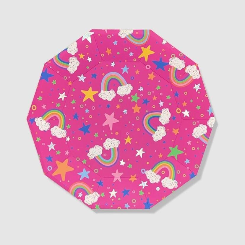 Bright Pink Rainbow Plates - Stesha Party
