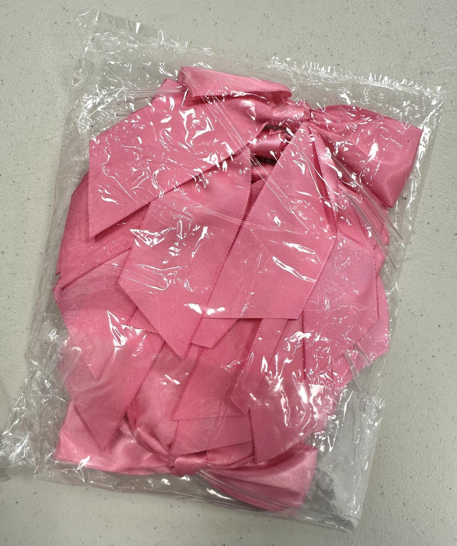 Bright Pink Satin Pre - Tied Bows 12ct - Stesha Party