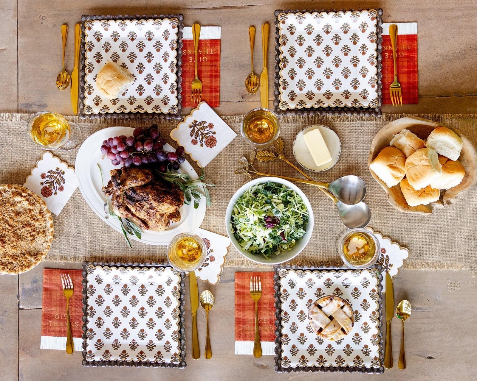 Brown Floral Dinner Plates - Stesha Party