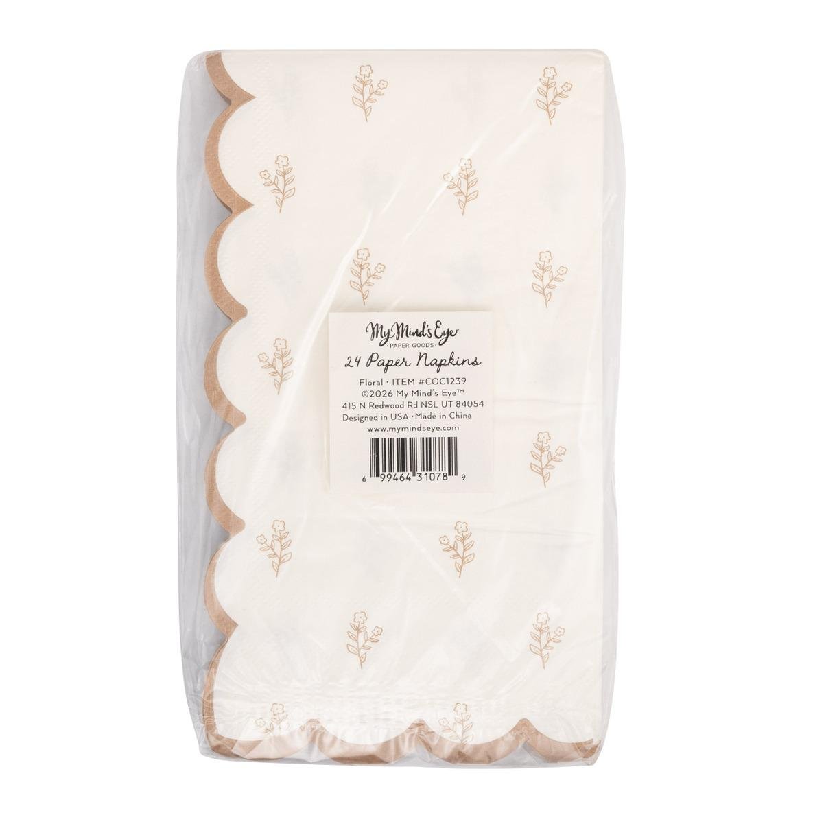 Brown Floral Napkins 24ct - Stesha Party