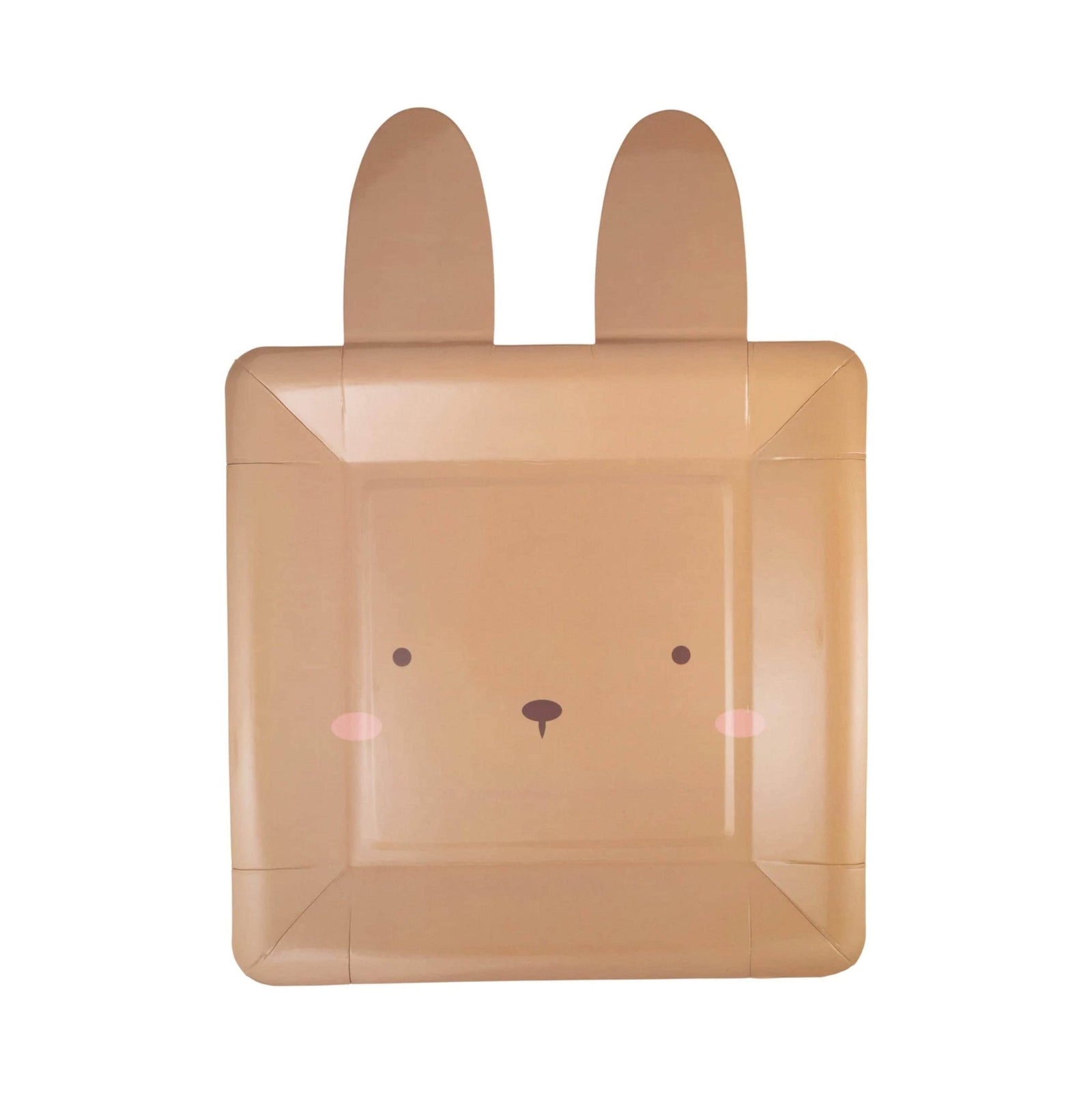 Brown, Pink & White Square Bunny Face Plates 9ct - Stesha Party