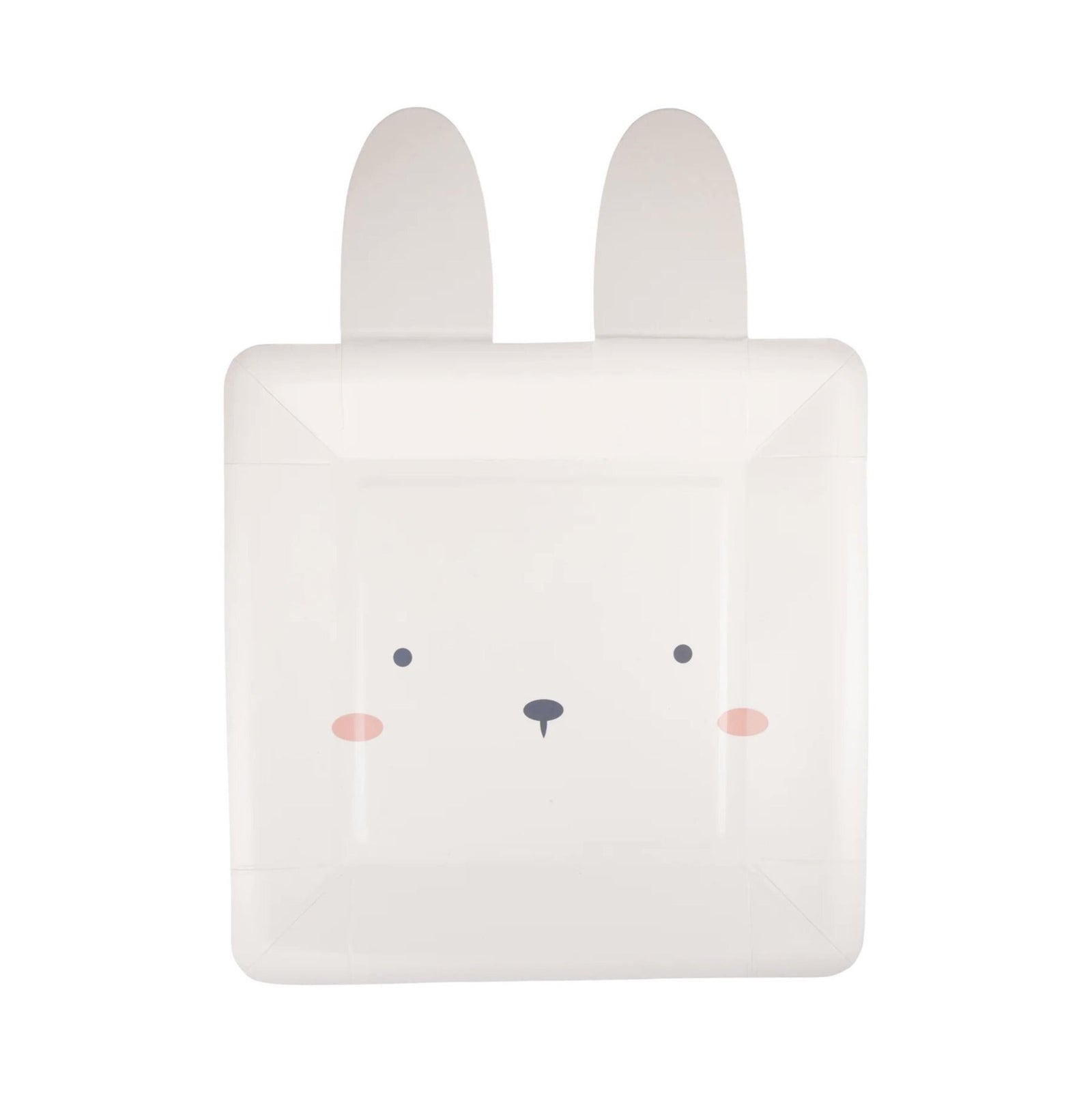 Brown, Pink & White Square Bunny Face Plates 9ct - Stesha Party