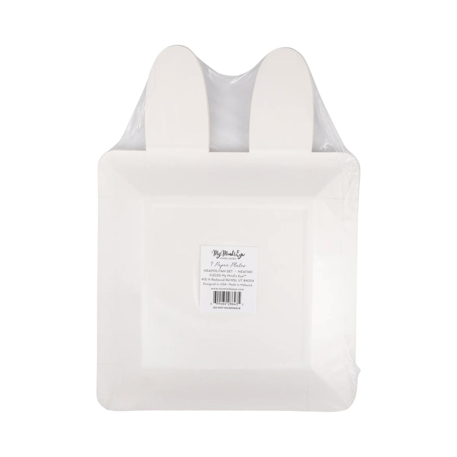 Brown, Pink & White Square Bunny Face Plates 9ct - Stesha Party