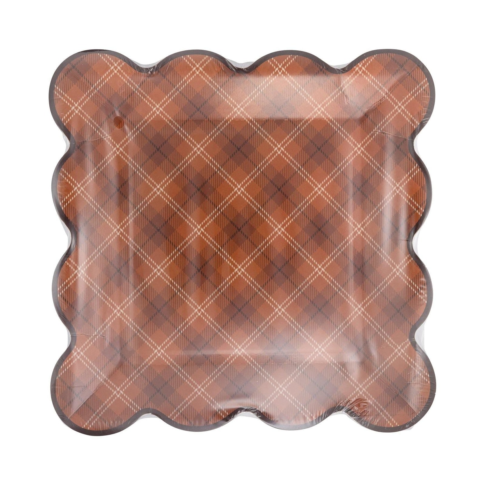 Brown Plaid Paper Plates 8ct - Stesha Party