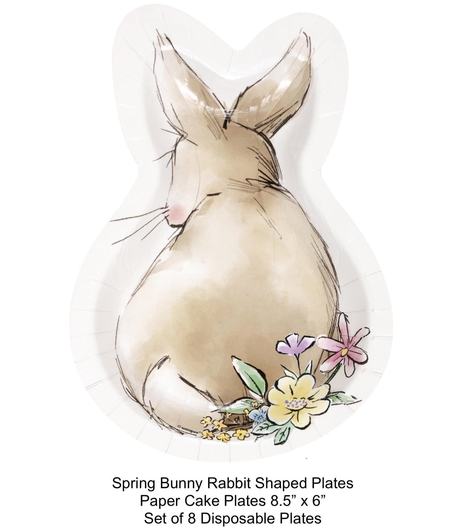 Bunny Shaped Paper Cake Plates 8ct - Stesha Party