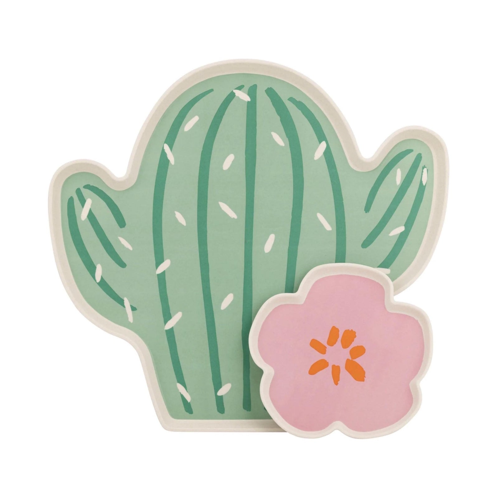 Cactus & Pink Flower Bamboo Tray Set - Stesha Party