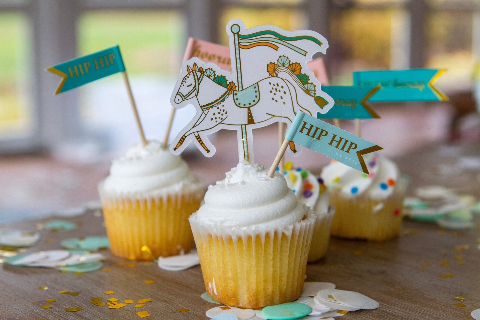 Carousel Cupcake Toppers 16ct - Stesha Party