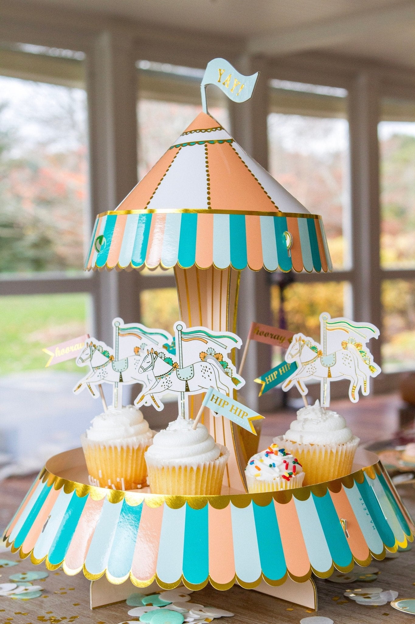 Carousel Cupcake Toppers 16ct - Stesha Party